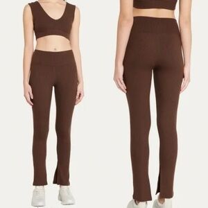 Year of ours lounge pant and bralette in a rib-knit finish set dark oak